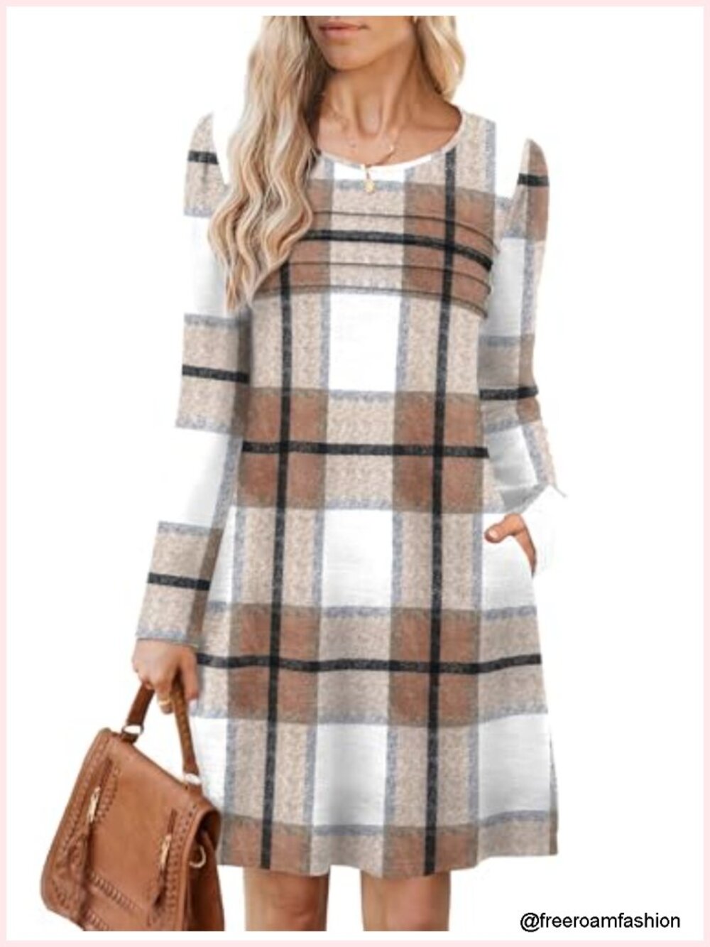Long Sleeve Pleated Tunic Sweater Dress with Pockets Casual A-Line Maternity